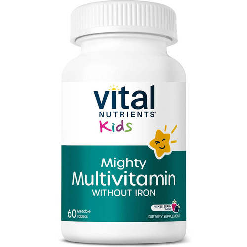 Vital Nutrients Kid's Mighty Multivitamin Without Iron, Meltable Tablets, Mixed Berry - 60 Tablets