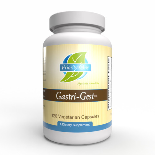 Priority One Gastri-Gest 120 vegetarian capsules bottle front label