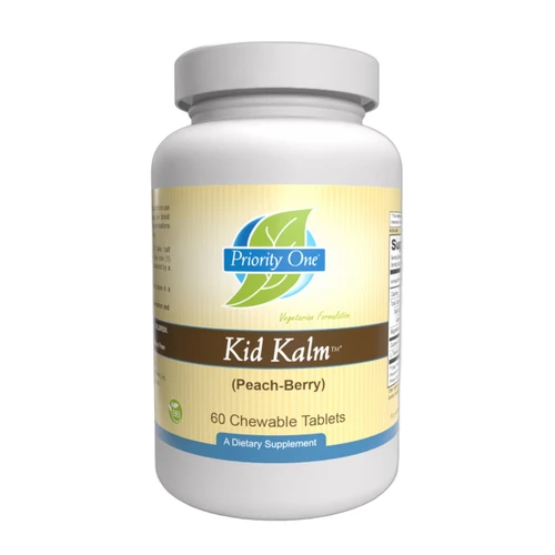 Priority One Kid Kalm 60 chewable tablets bottle front label