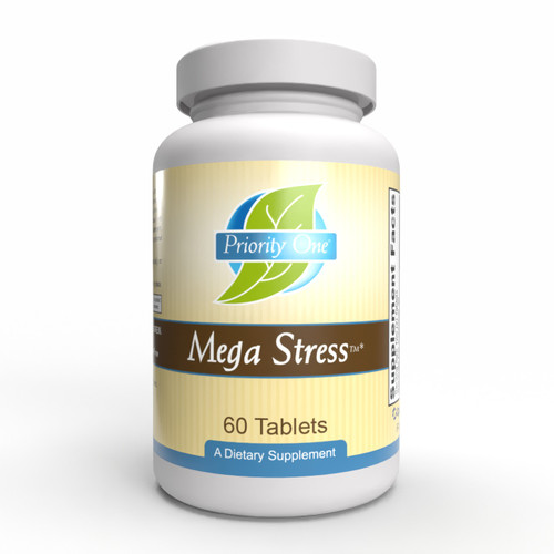 Priority One Mega Stress Formula 60 tablets bottle front label