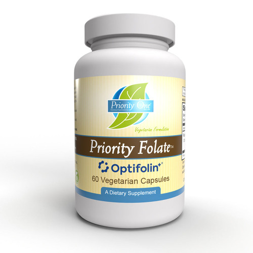 Priority One Priority Folate Optifolin+ 60 capsules bottle front label