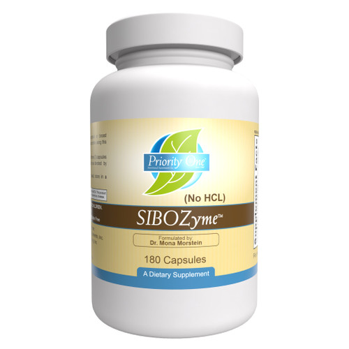 Priority One SIBOZyme (No HCL) 180 vegetarian capsules bottle front label