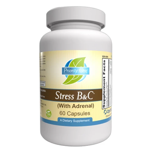 Priority One Stress B and C w/Adrenal 60 capsules bottle front label