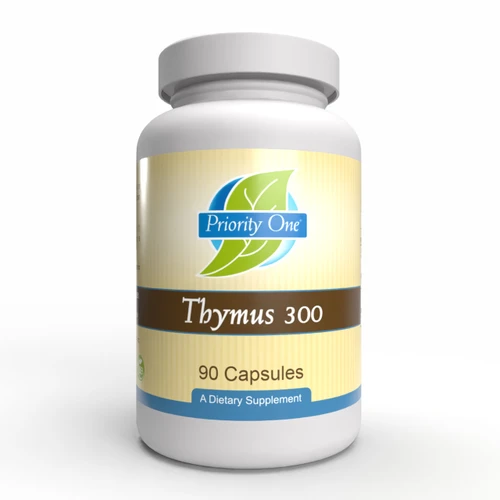 Priority One Thymus 300mg 90 capsules bottle front label