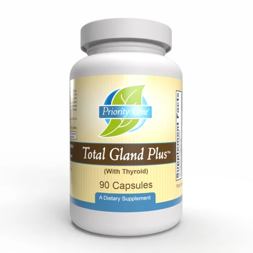 Priority One Total Gland Plus 90 capsules bottle front label