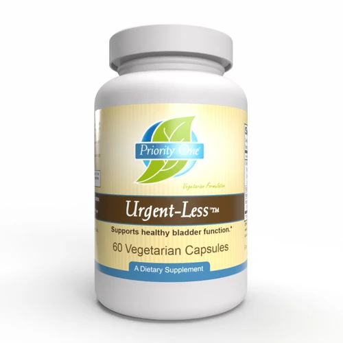 Priority One Urgent Less 60 vegetarian capsules bottle front label