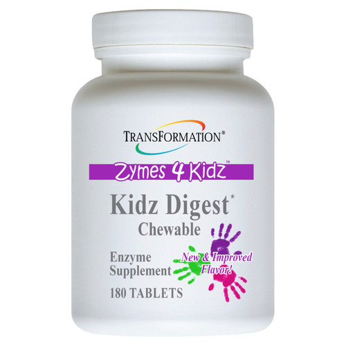 Transformation Enzymes Kidz Digest Chewable 180 chewable tablets bottle front label