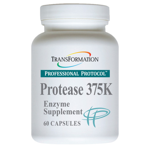 Transformation Enzymes Protease 375K 60 vegetarian capsules bottle front label