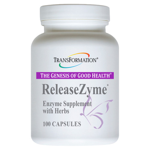 Transformation Enzymes ReleaseZyme 100 vegetarian capsules bottle front label