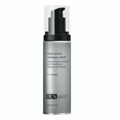 PCA Skin Dual Action Redness Relief silver pump bottle