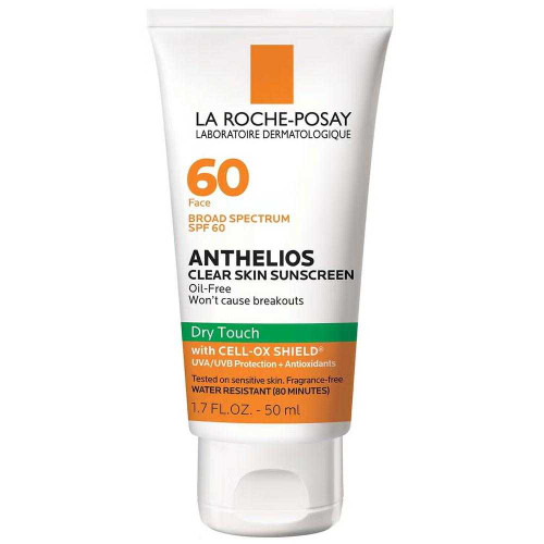La Roche-Posay Anthelios Clear Skin Dry Touch SPF 60 sunscreen tube, front