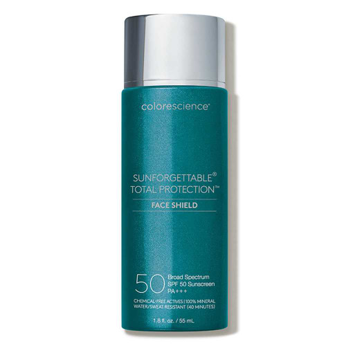 Colorescience Sunforgettable Total Protection Face Shield SPF 50 teal bottle