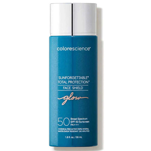 Colorescience Sunforgettable Total Protection Face Shield Glow SPF 50 teal bottle