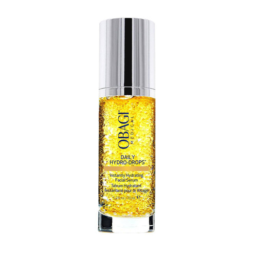 Obagi Daily Hydro-Drops Facial Serum glass bottle with golden beads