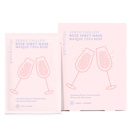 Patchology Serve Chilled Rosé Sheet Mask 4-pack pouches