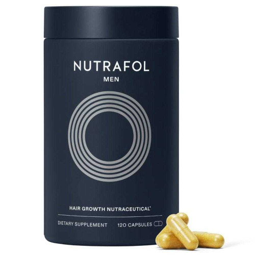 Nutrafol Men Hair Growth Nutraceutical jar with capsules