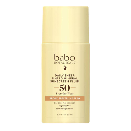 Babo Botanicals Daily Sheer Tinted Mineral Sunscreen Fluid SPF 50 1.7 fl oz bottle