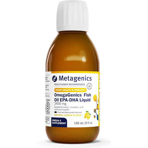 Metagenics OmegaGenics EPA-DHA 2400 Fish Oil Liquid Lemon Flavor 150 mL bottle