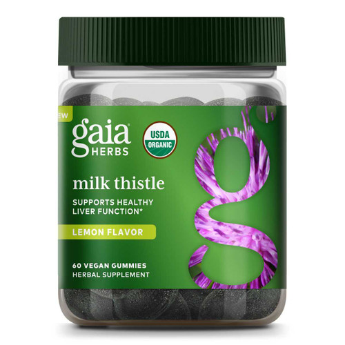Gaia Herbs Milk Thistle lemon liver support 60 vegan gummies jar