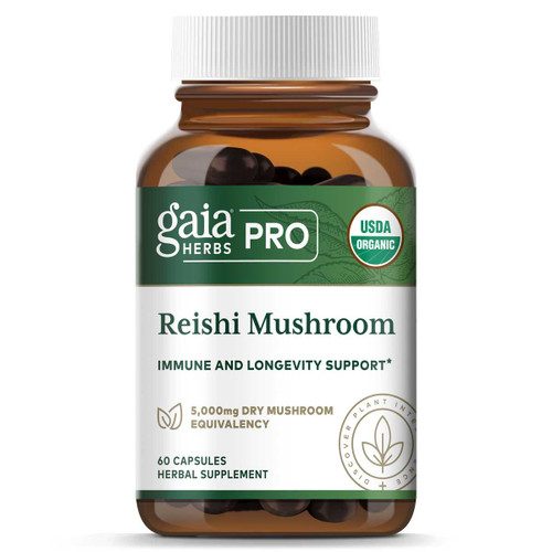 Gaia Herbs PRO Reishi Mushroom 60 capsule bottle
