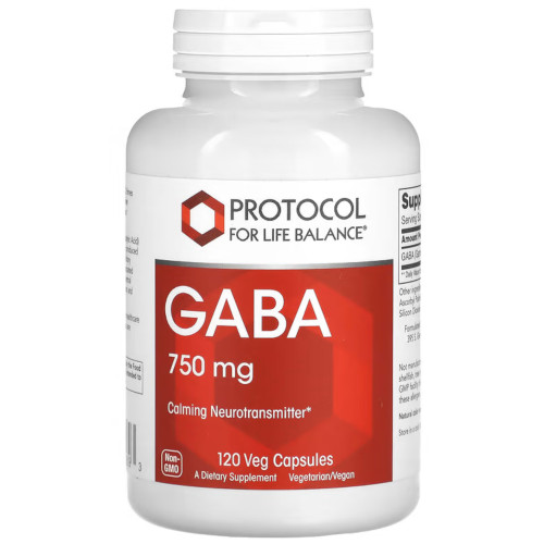 Protocol for Life Balance GABA 750 mg 120 veg capsules bottle