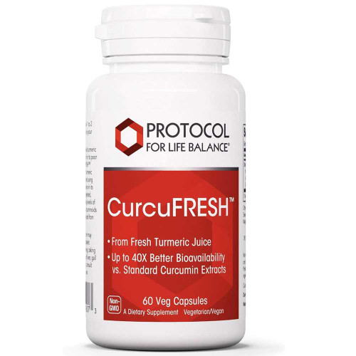 Protocol for Life Balance CurcuFRESH 500 mg fresh turmeric juice 60 veg capsules bottle