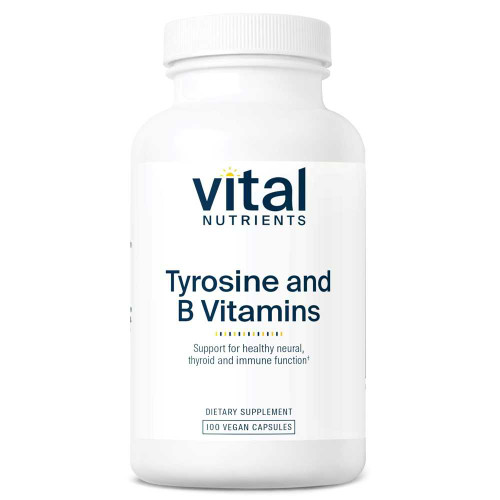 Vital Nutrients Tyrosine and B Vitamins 100 vegan capsule bottle
