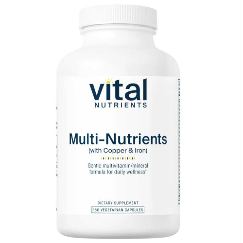 Vital Nutrients Multi-Nutrients with Copper and Iron 180 vegetarian capsules bottle