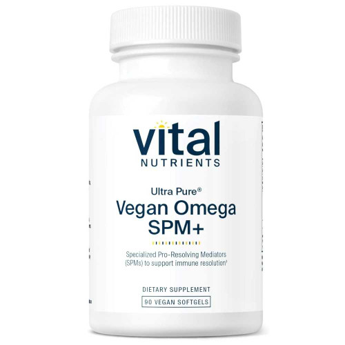 Vital Nutrients Ultra Pure Vegan Omega SPM+ 90 vegan softgel bottle