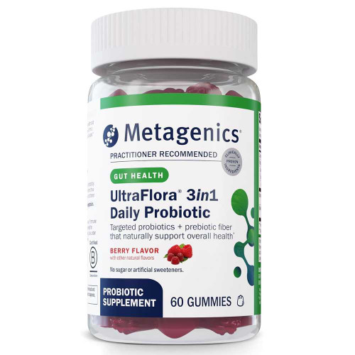 Metagenics UltraFlora 3 in 1 Daily Probiotic, Berry Flavor - 60 Gummies MTGN61013 BeautifiedYou.com