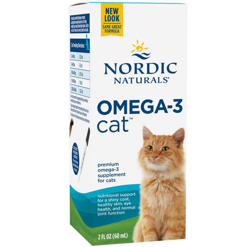 Nordic Naturals Omega-3 Cat 2 fl oz box with a cat