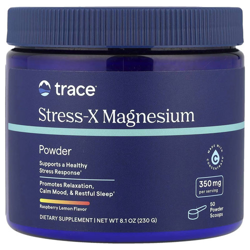 Trace Minerals Stress-X Magnesium Powder Raspberry Lemon 350 mg 8.1 oz (230 g) tub