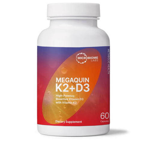 Microbiome Labs MegaQuin K2+D3 60 capsules bottle