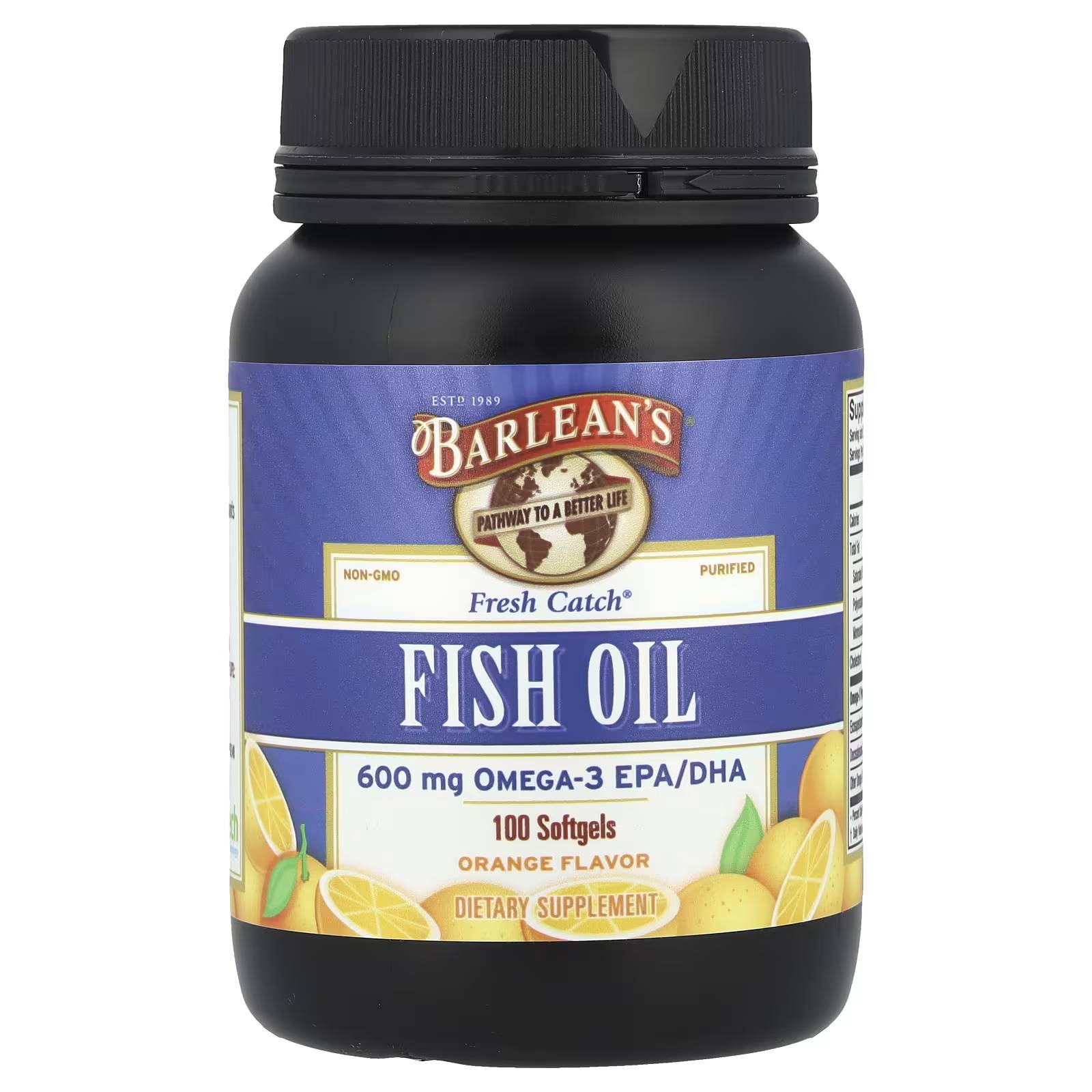 Barleans Organic Oils Fresh Catch Fish Oil Orange Flavor 18$