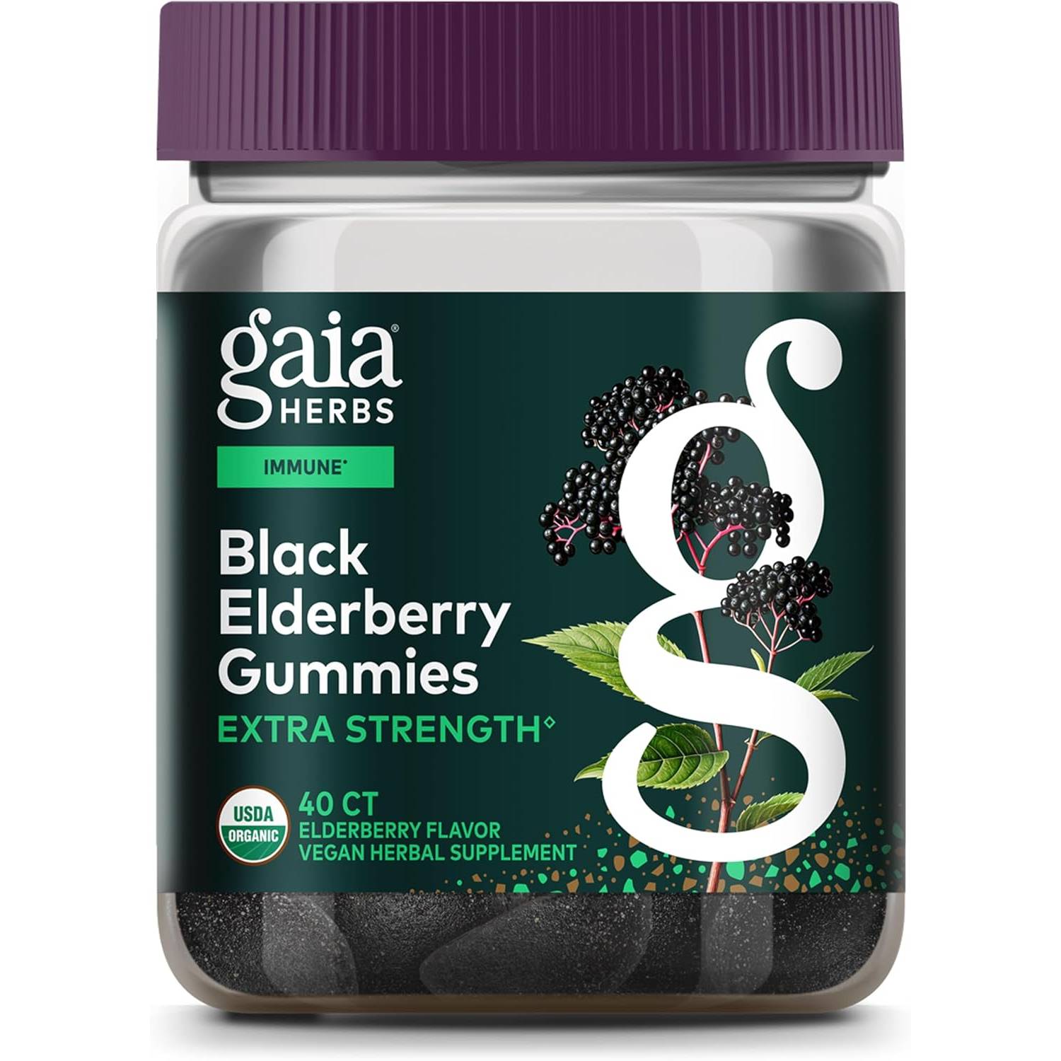 Gaia Herbs Extra Strength Black Elderberry Gummies