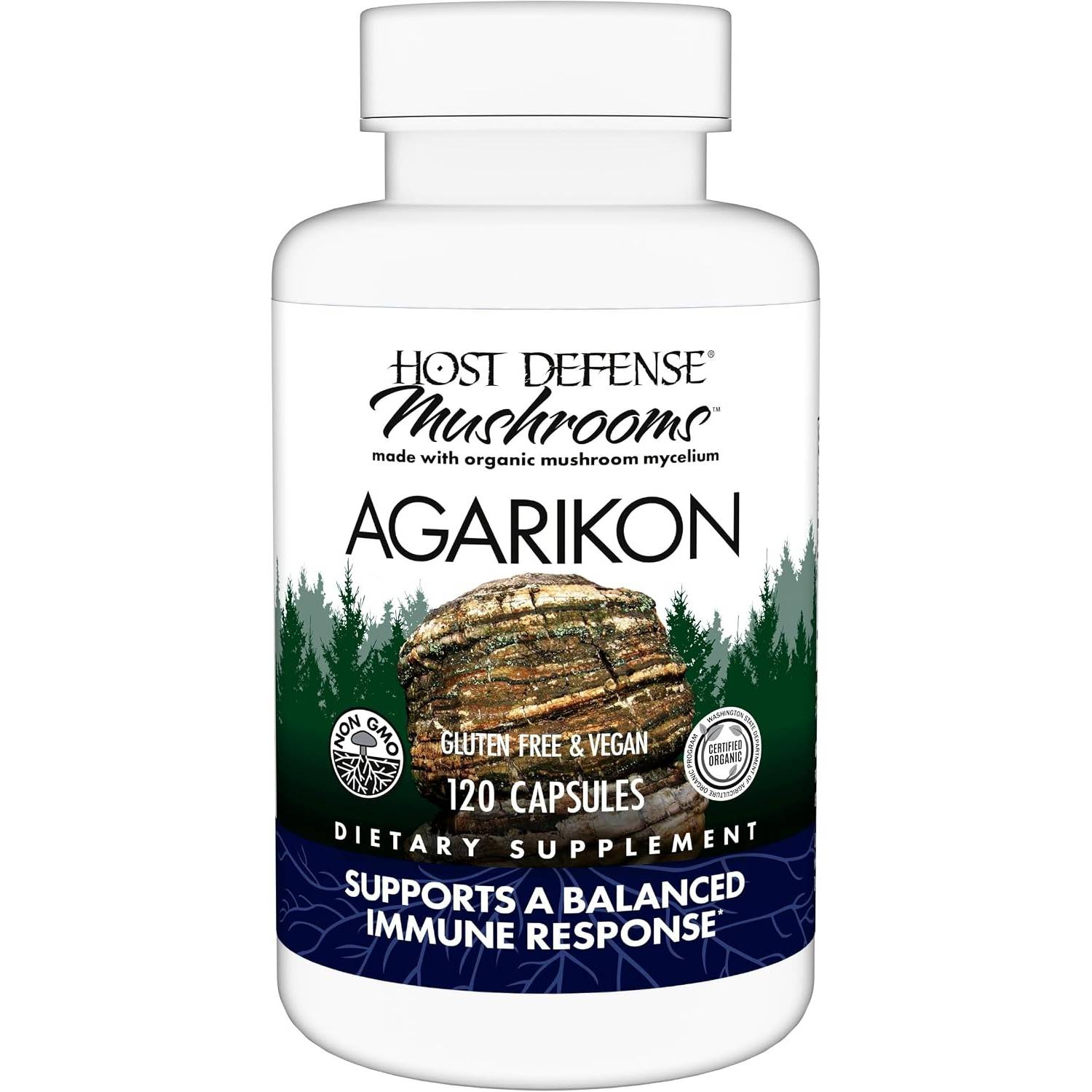 Host Defense Agarikon Capsules - Immune System Support Supplement - Mushroom Supplement to Aid Immune Functions & Cell Strength - Herbal Dietary Suppl