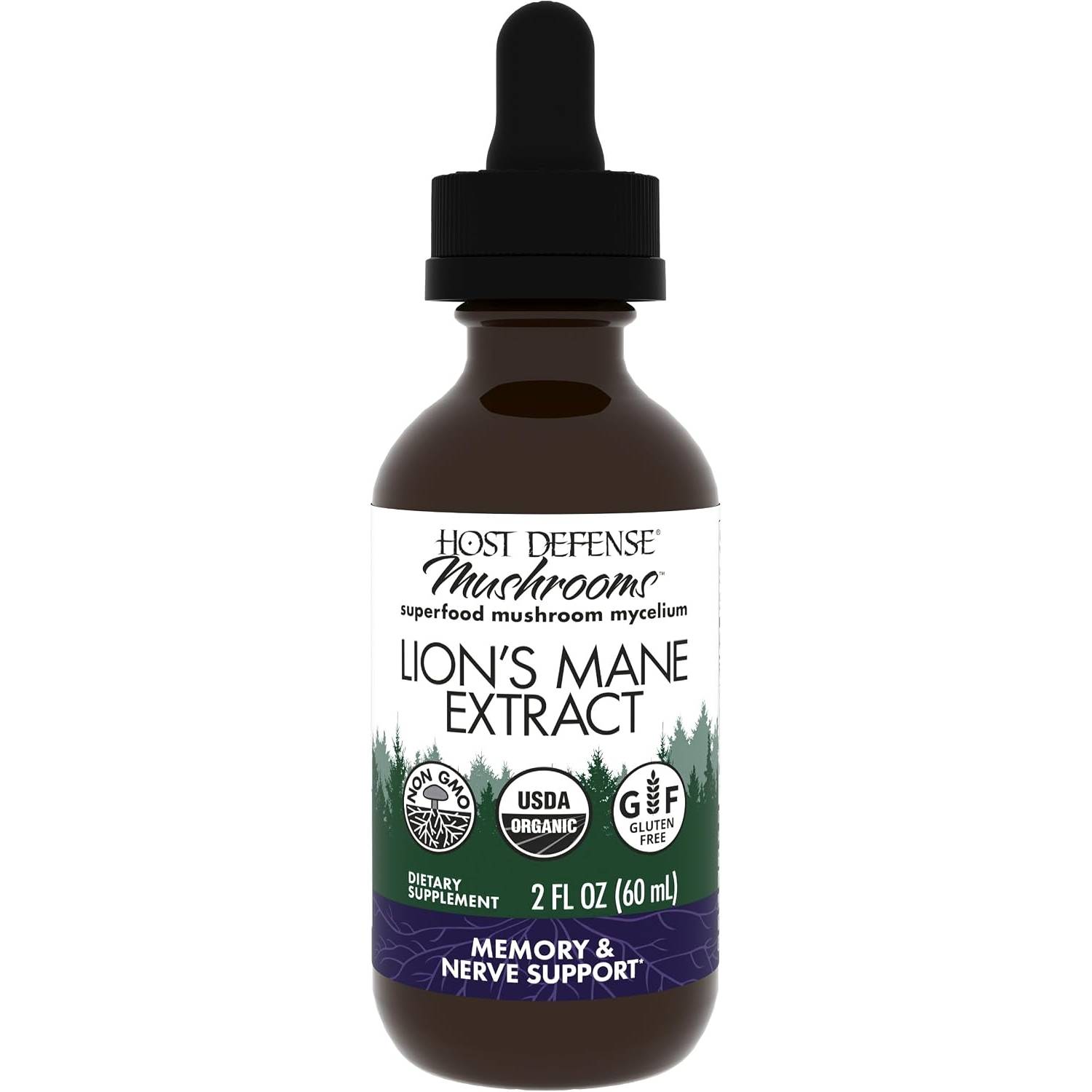 Host Defense Lion's Mane Extract - Brain Health Support Supplement - Mushroom Supplement to Support Focus & Memory Function - Immune & Nervous System
