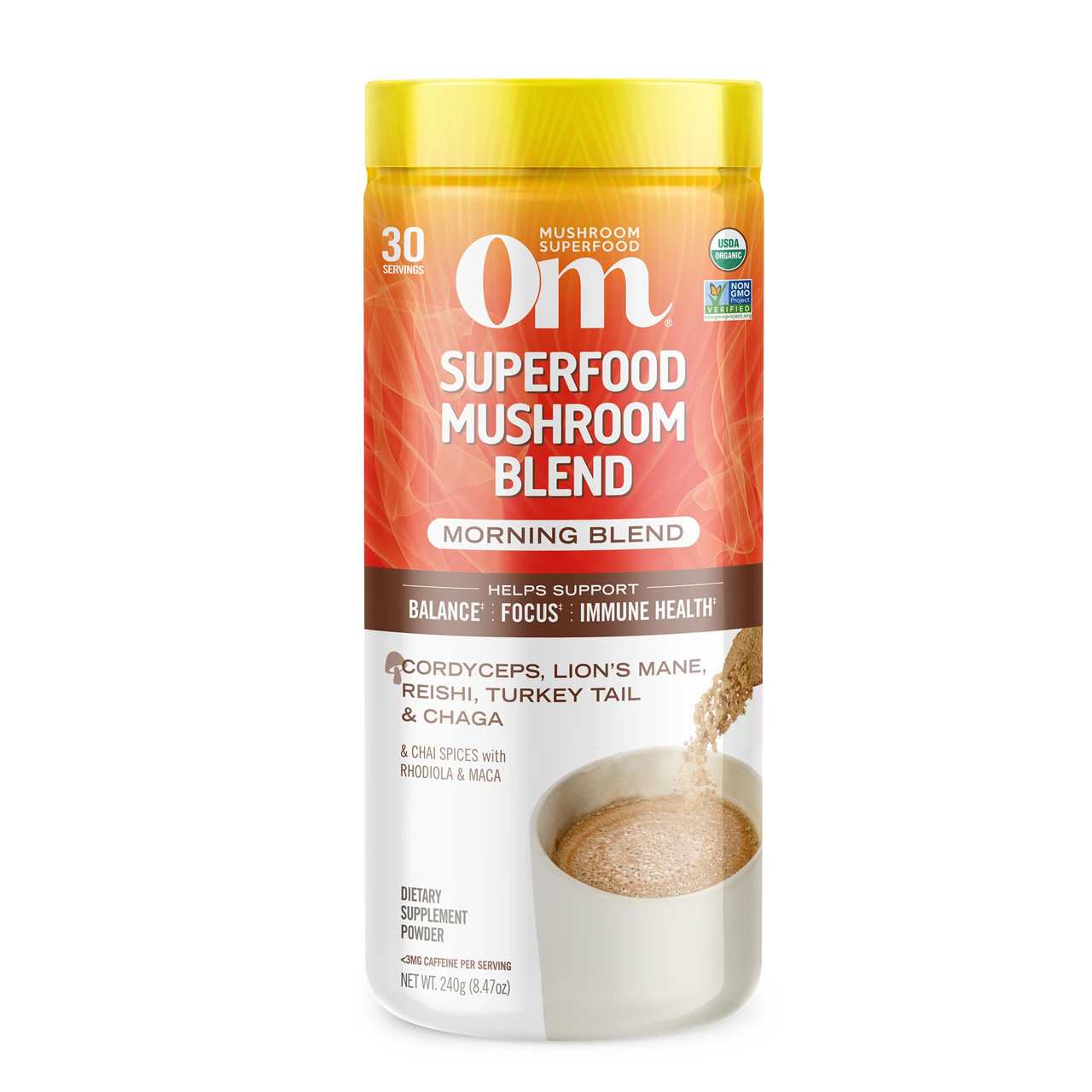 Om Mushroom Morning Energy Blend Powder - 240 Grams 38$