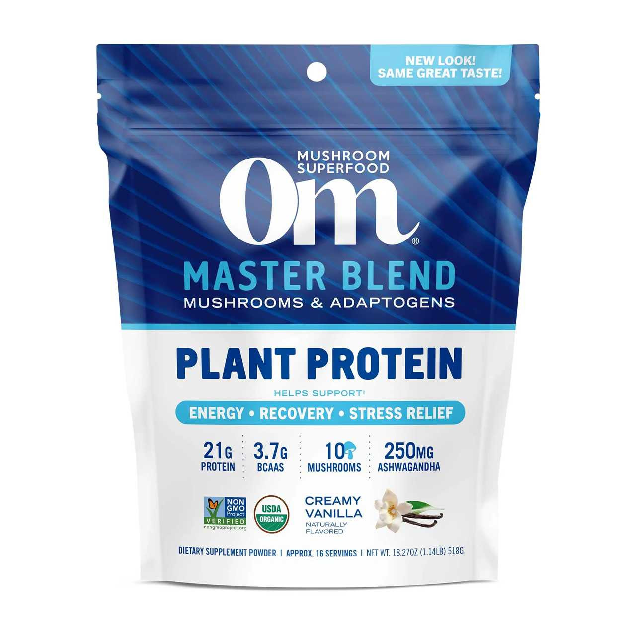 Om Mushroom Master Blend Vanilla Protein - 513 Grams 40$