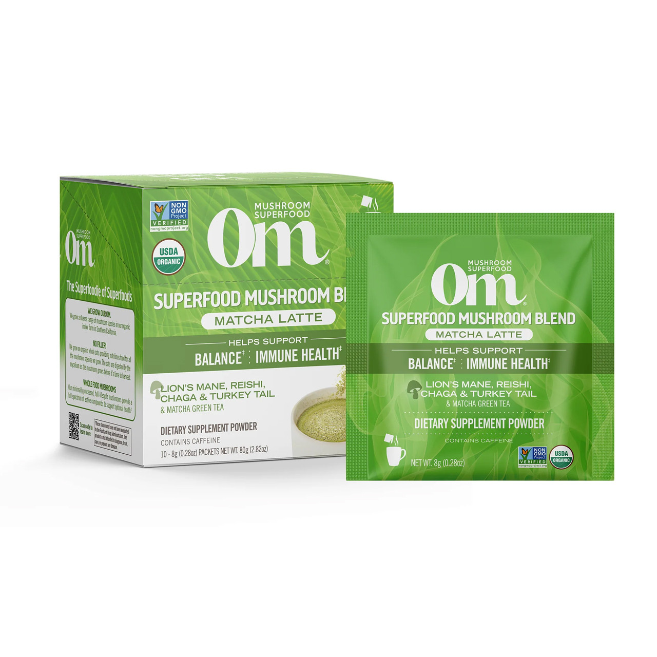 Om Mushroom Powered Matcha Latte - 10 packs