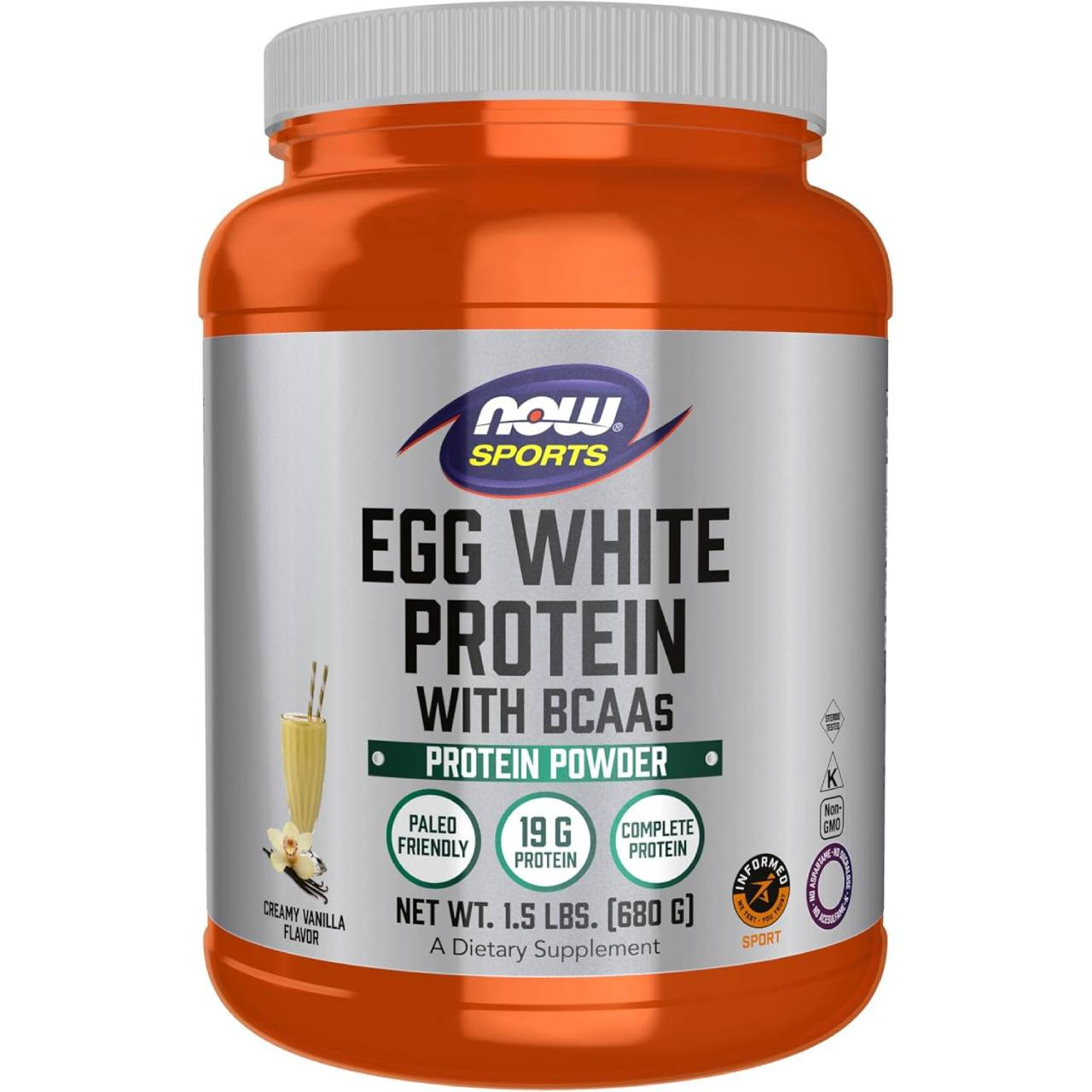 NOW Sports Eggwhite Protein Vanilla Creme