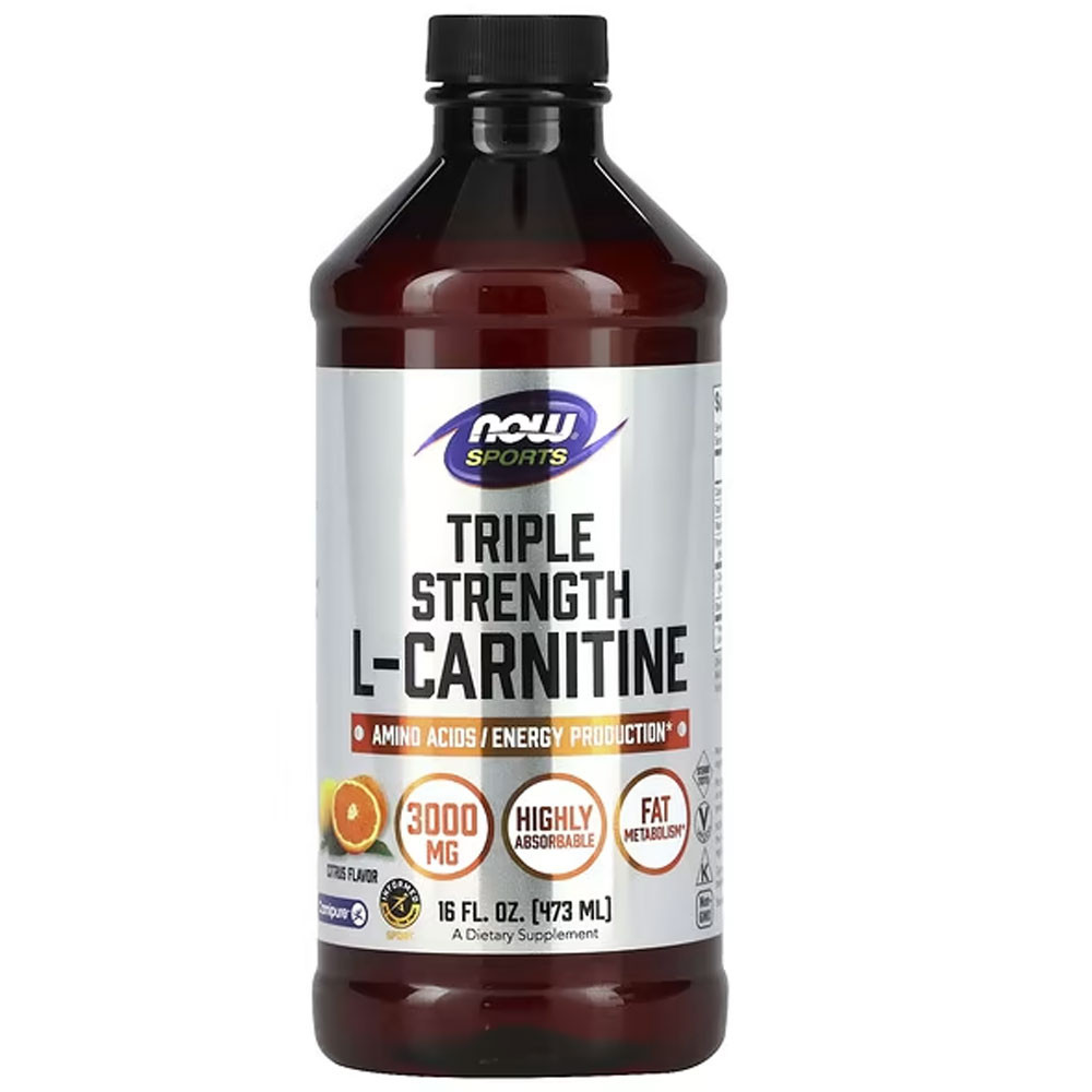 NOW Sports Triple Strength L-Carnitine Liquid 3000mg Citrus Flavor - 16 oz