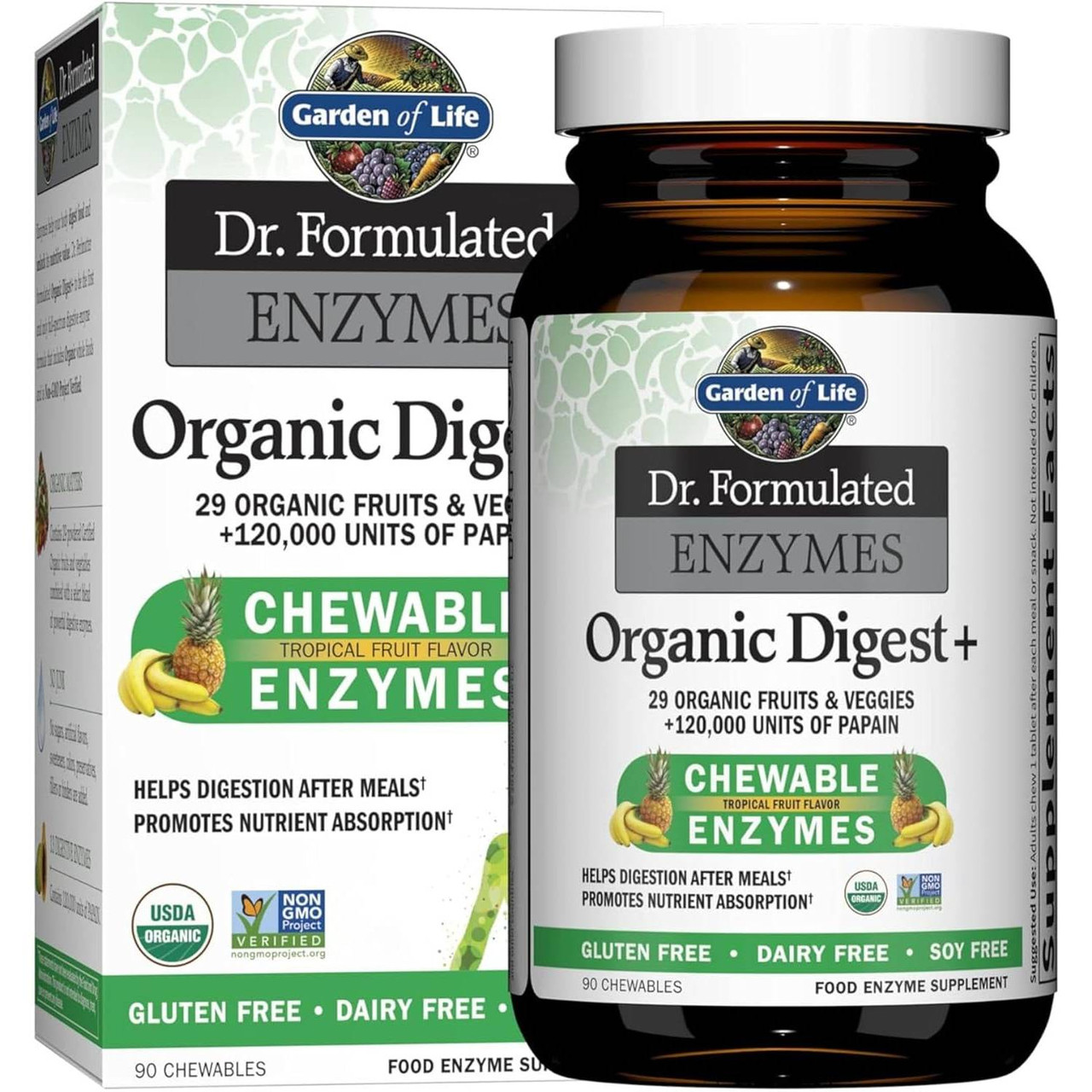 Garden of Life Dr Formulated ENZYMES Organic Digest - 90 Tablets 34$