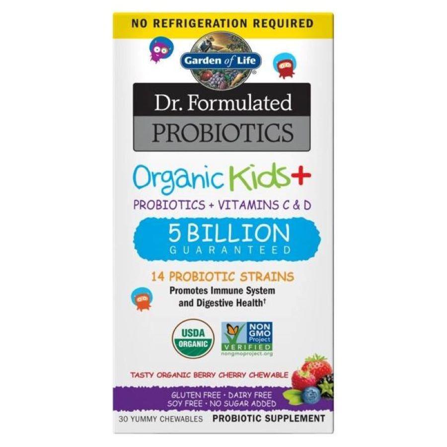 Garden of Life Dr Formulated Probiotics Organic Kids Shelf-Stable Berry Cherry - 30 Chewables 28$