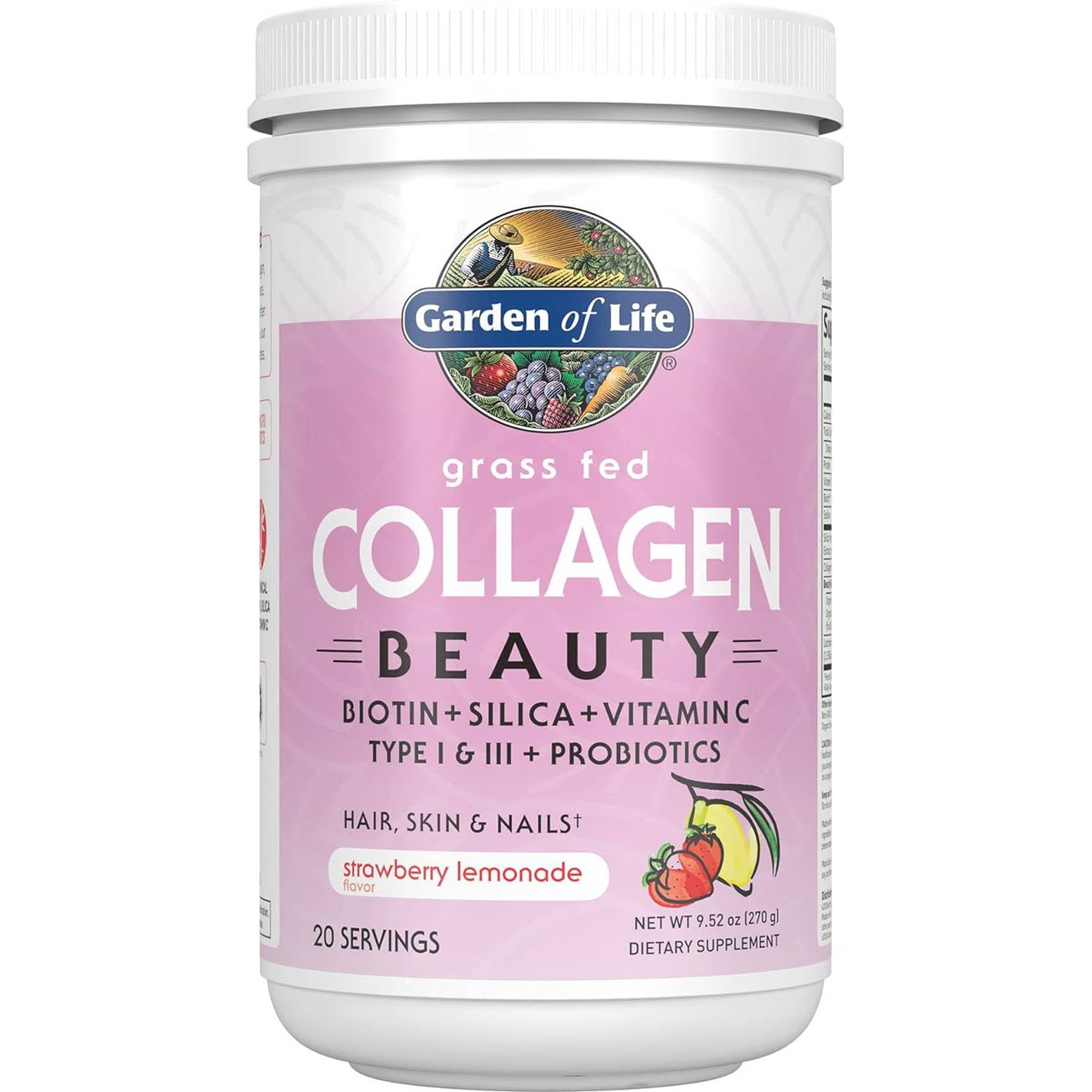 Garden of Life Grass Fed Collagen Beauty Strawberry Lemonade - 270 Grams 37$