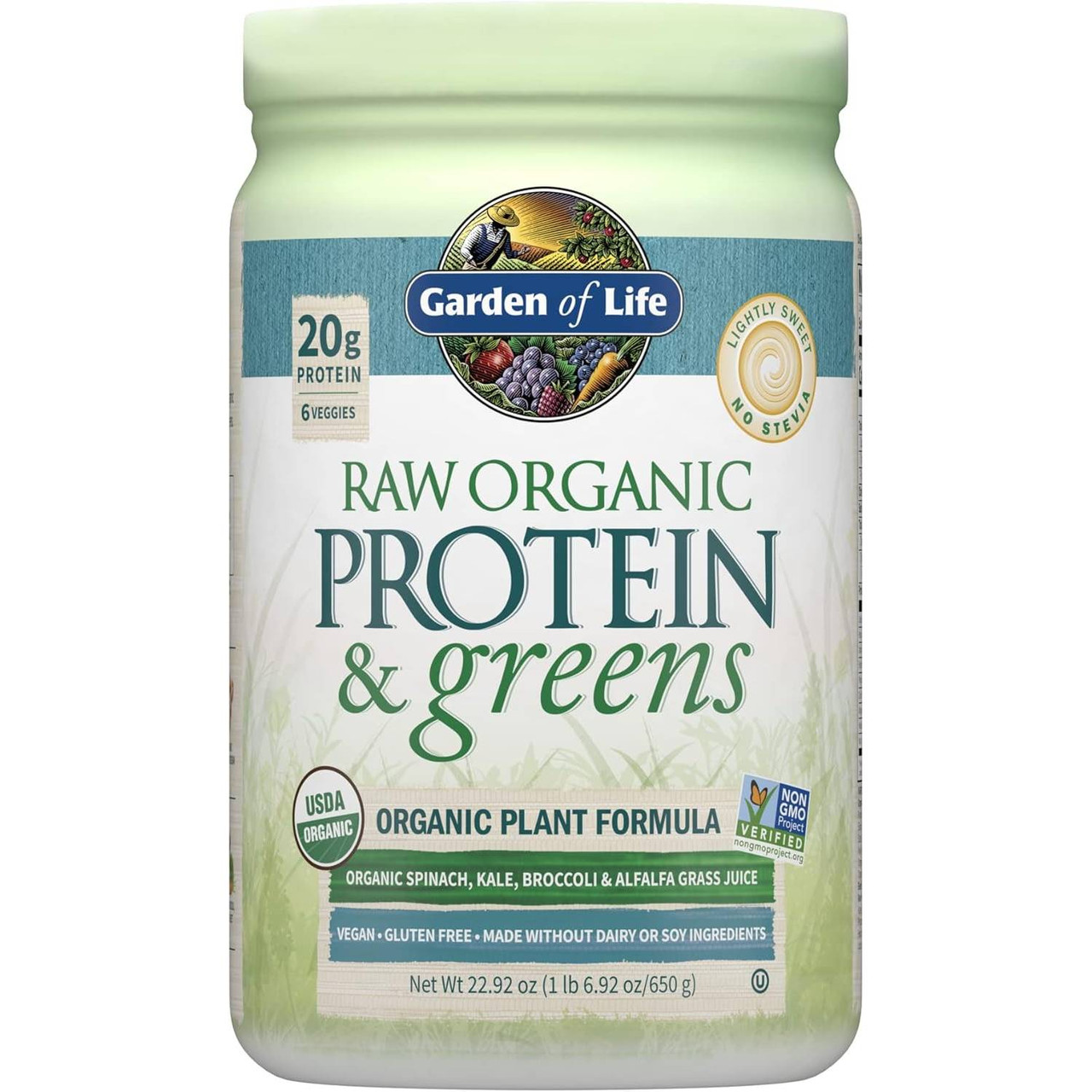 Garden of Life Raw Protein and Greens Light Sweet Powder - 651 Grams 51$