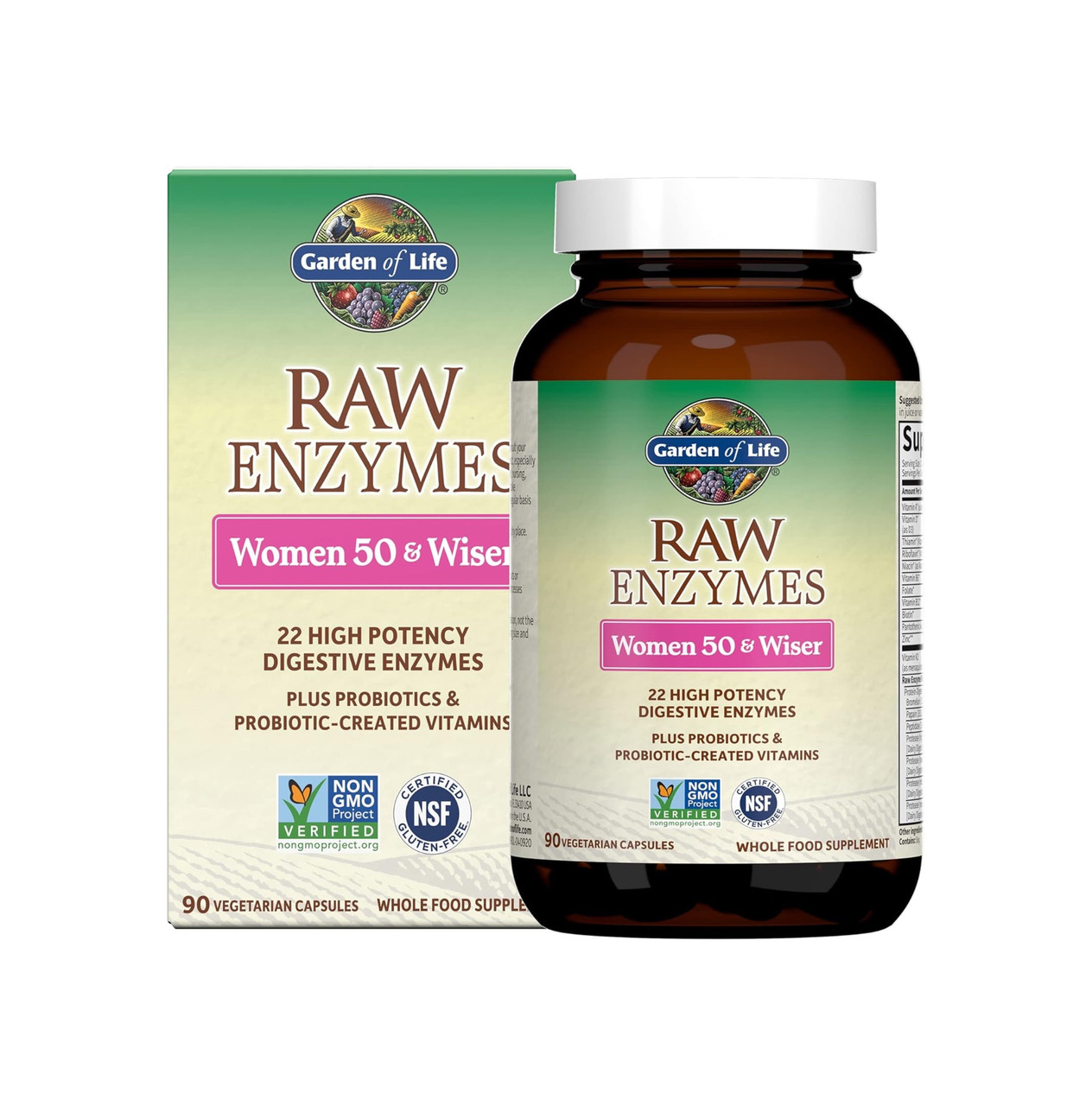 Garden of Life RAW Enzymes Women 50 and Wiser - 90 Capsules 60$