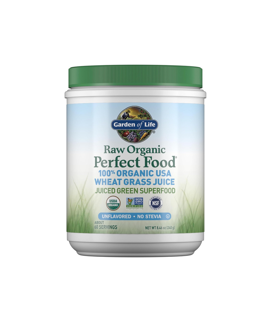 Garden of Life Raw Organic Perfect Food Wheat Grass Juice Unflavored - 240 Grams