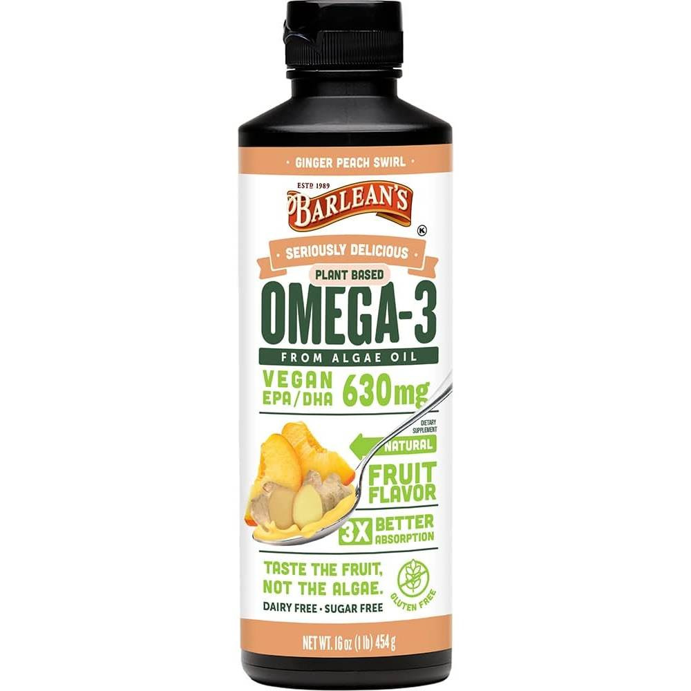 Barleans Organic Oils Seriously Delicious Omega-3 from Algae Oil Ginger Peach - 454 Grams 40$