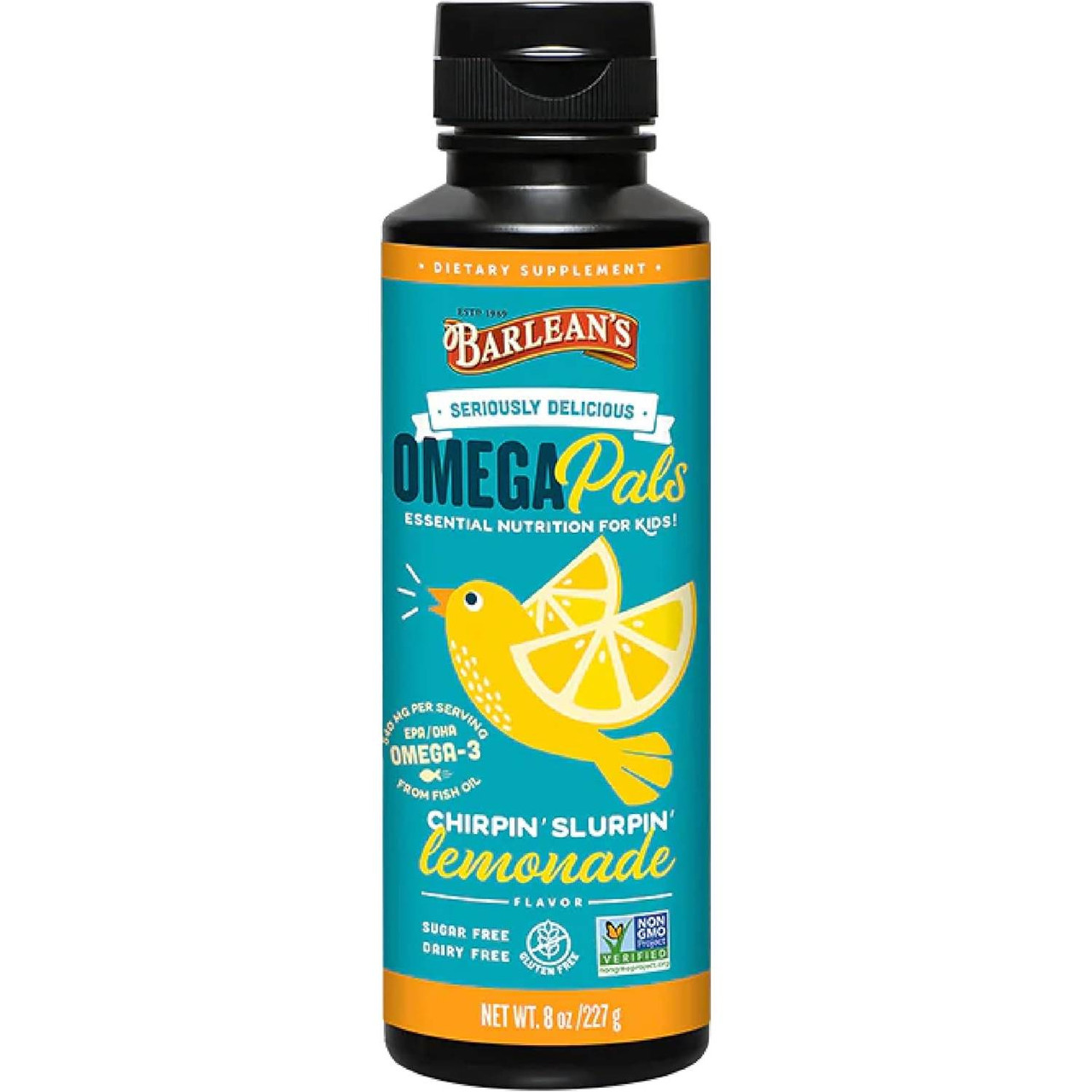 Barleans Organic Oils Seriously Delicious Omega Pals Chirpin Slurpin Lemonade Fish Oil - 227 Grams 22$